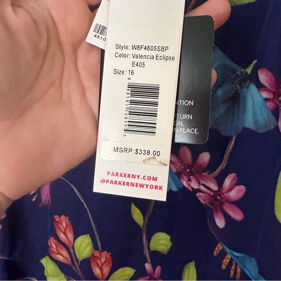 Parker Blue Holly Ruffle Floral Silk Viscose Dress In Valencia Eclipse NWT 16 - Picture 13 of 16